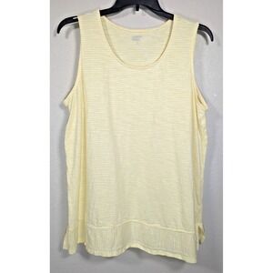 Lands End Sleeveless Tank Top Soft Lightweight XXL 2X Yellow‎ Stripe
